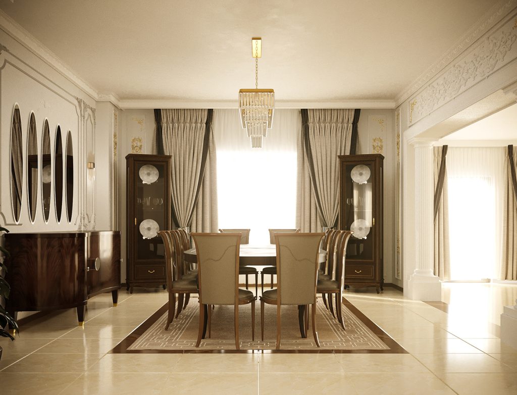 Phòng ăn được thiết kế với bàn ghế hơi hướng hiện đại, tạo điểm nhấn khác biệt