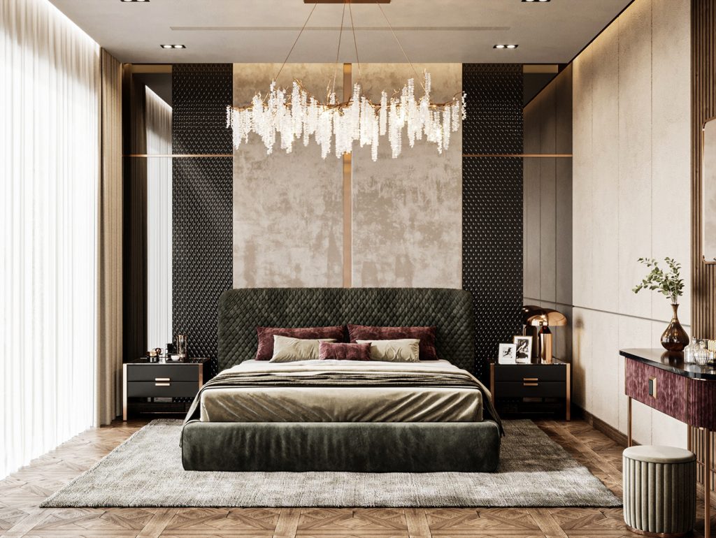 Với phòng ngủ trên 20m2 bạn có thể tự do thiết kế nội thất trong phòng theo phong cách mà mình yêu thích.