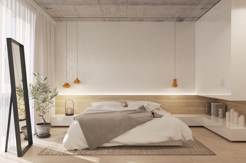 Thiết kế phòng ngủ phong cách tối giản sẽ giúp không gian trong phòng rộng rãi và thông thoáng hơn