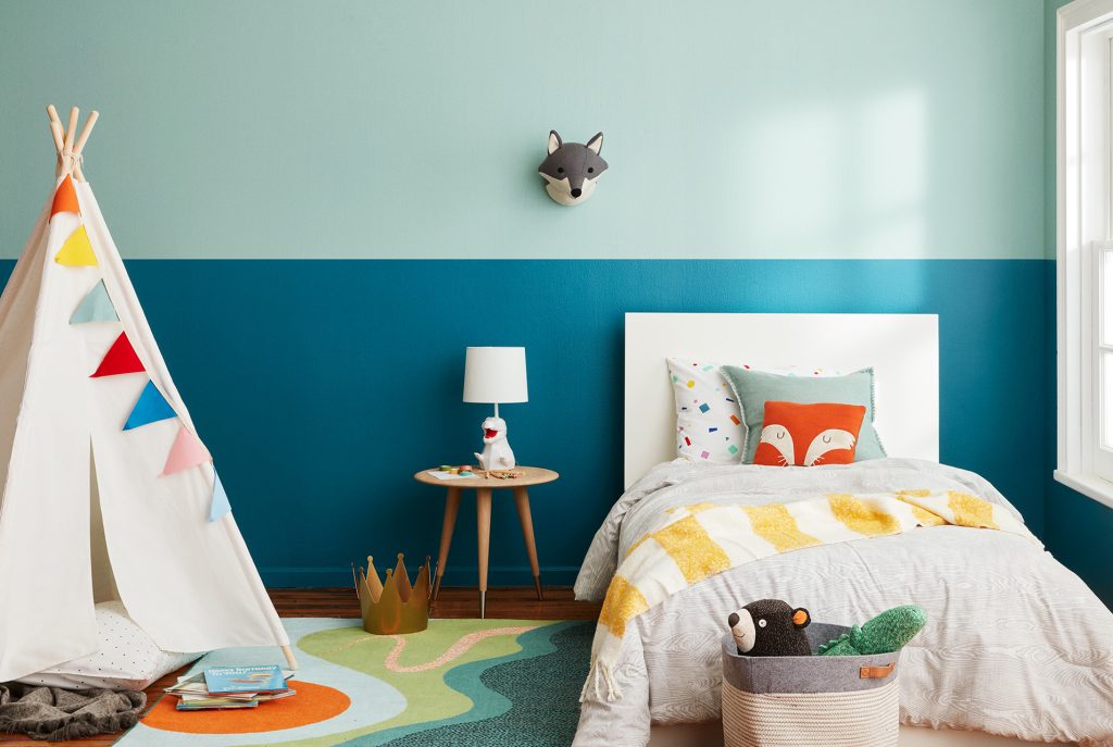 Ý tưởng thiết kế phòng ngủ cho bé trai màu xanh dương